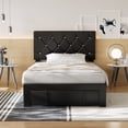 thumbnail image 4 of VECELO Twin Size Upholstered Bed Frame with 1 Drawer & Adjustable Headboard, Under Bed Storage, Black, 4 of 9