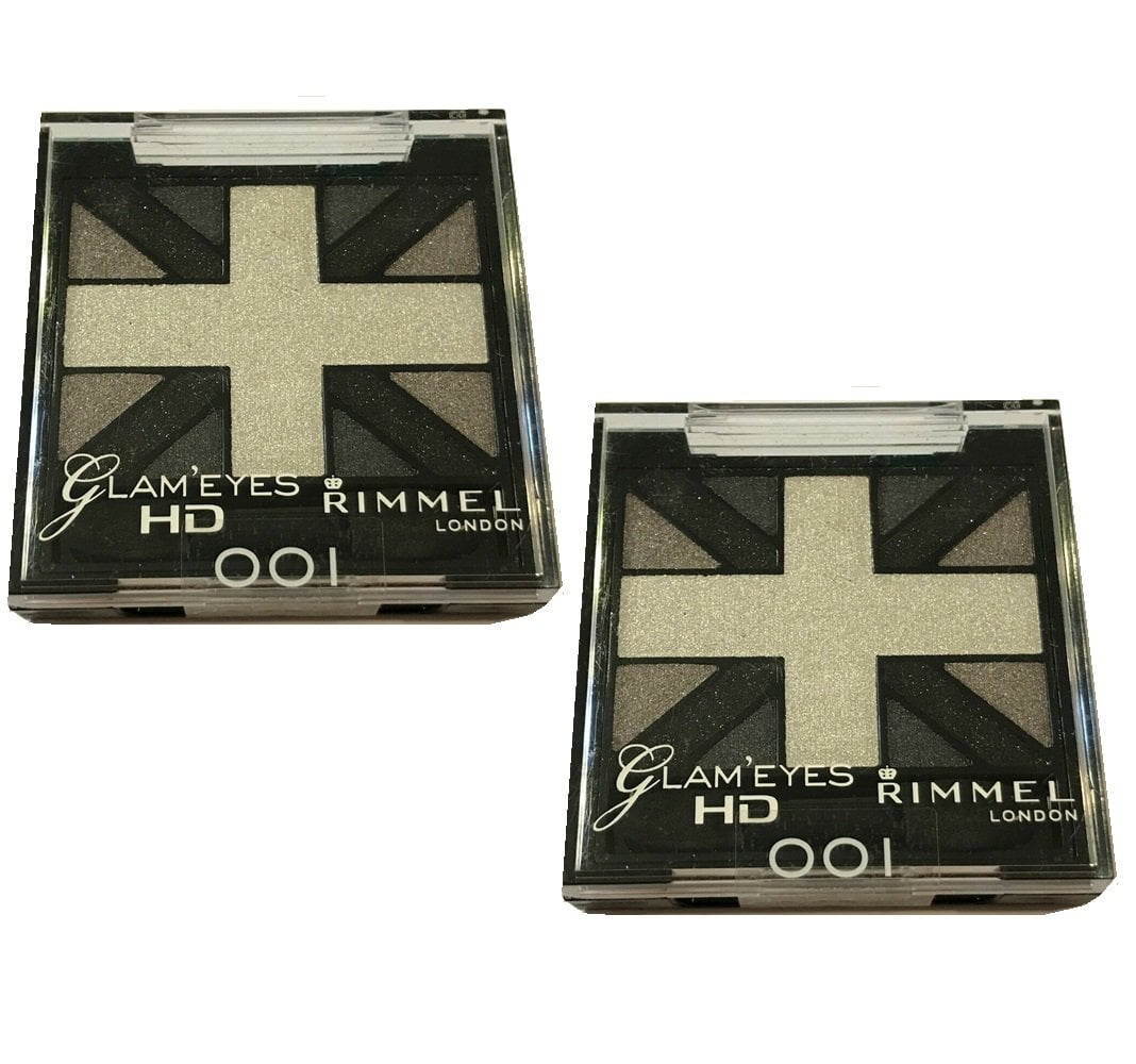Rimmel London Glam Eyes HD Quad Eye Shadow in Black Cab 001, Pack of 2