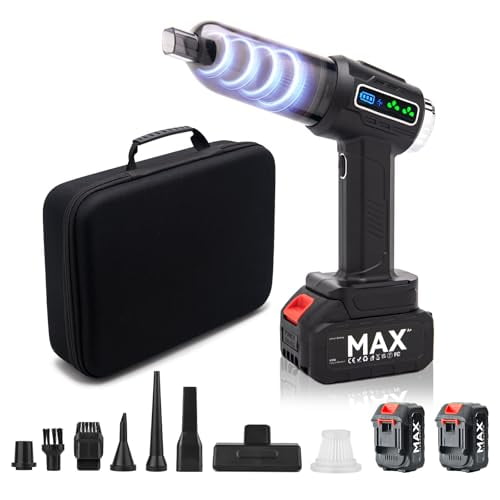 Aspiradora portátil inalámbrica para coche con la mejor succión, potente aspiradora de mano para coche de alta potencia con 23000pa, mini plumero para coche con dos baterías de larga duración.