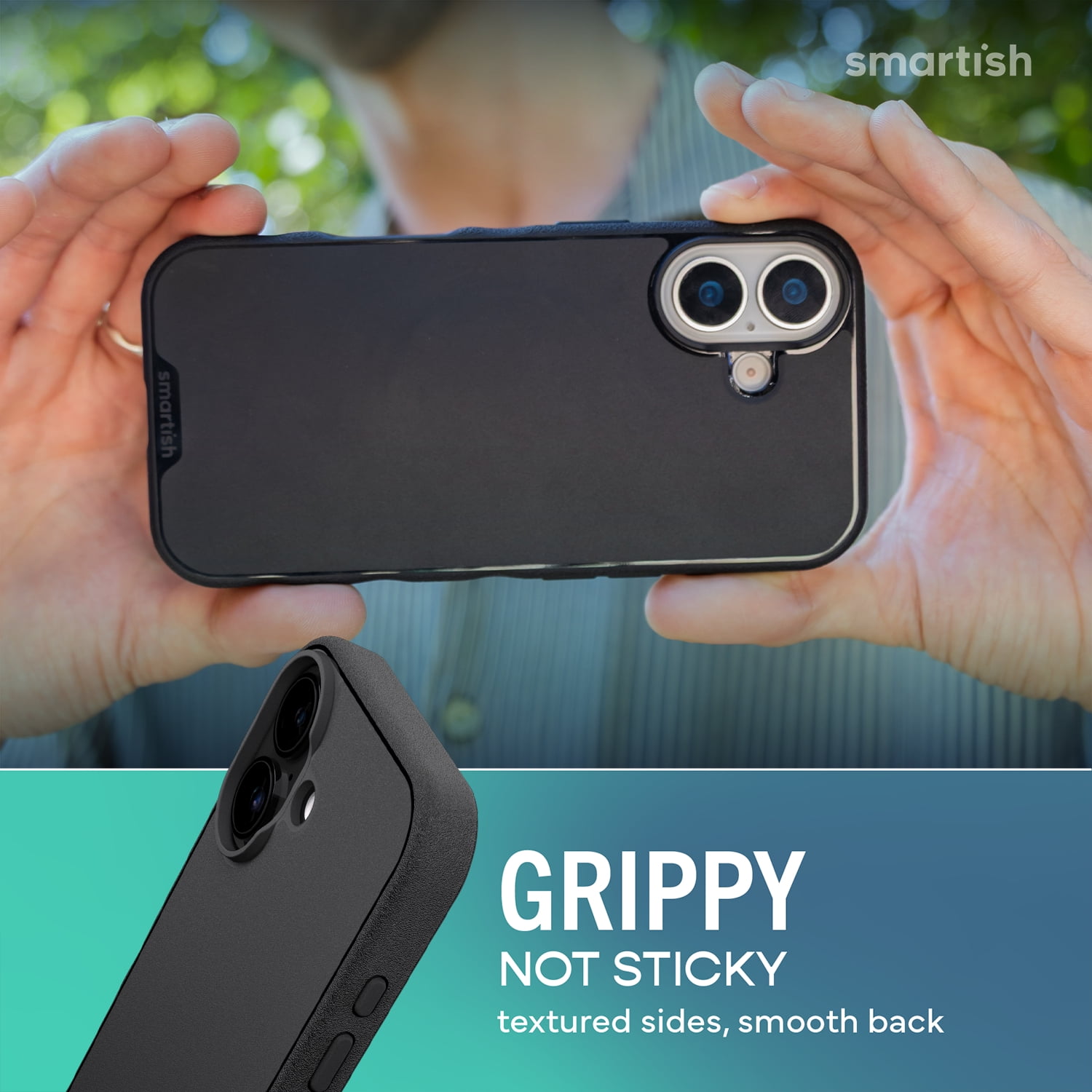 Smartish® iPhone 17 MagSafe Case - Gripmunk with Camera Control Protection, Magnetic Slim Case [Lightweight + Protective] Thin Grip Cover with Microfiber Lining for Apple iPhone 17 - Black Tie Affair