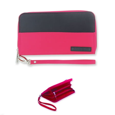 - Womens Wallet RFID Theft Blocking Zip Clutch Phone Wristlet Purse Id Cards Strap