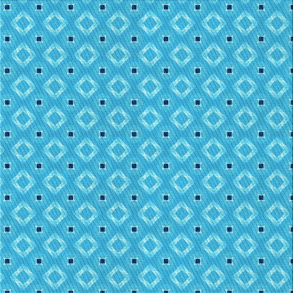 Ahgly Company Indoor Square Patterned Bright Cyan Blue Area Rugs, 6' Square