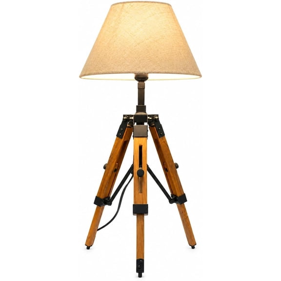 Vintage Tripod Table Lamp Adjustable Lamp Teak Wood For Home Decor (Lamp Shade Not Included)