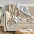 thumbnail image 3 of Elegant Comfort Corduroy Sherpa Reversible Blanket, Medium Weight, Micro-Suede, Corduroy Striped Pattern, King, Taupe, 3 of 5