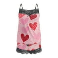 thumbnail image 5 of XUNKUSGA Valentine's Day Pajama Sets for Women 2 Piece Fashion Lace Womens Pajama Sets Classic Heart Print Women's Sleepwear Stretchy Soft Sleeveless Tank Tops Splicing Shorts Casual Set S-2XL Pink, 5 of 5