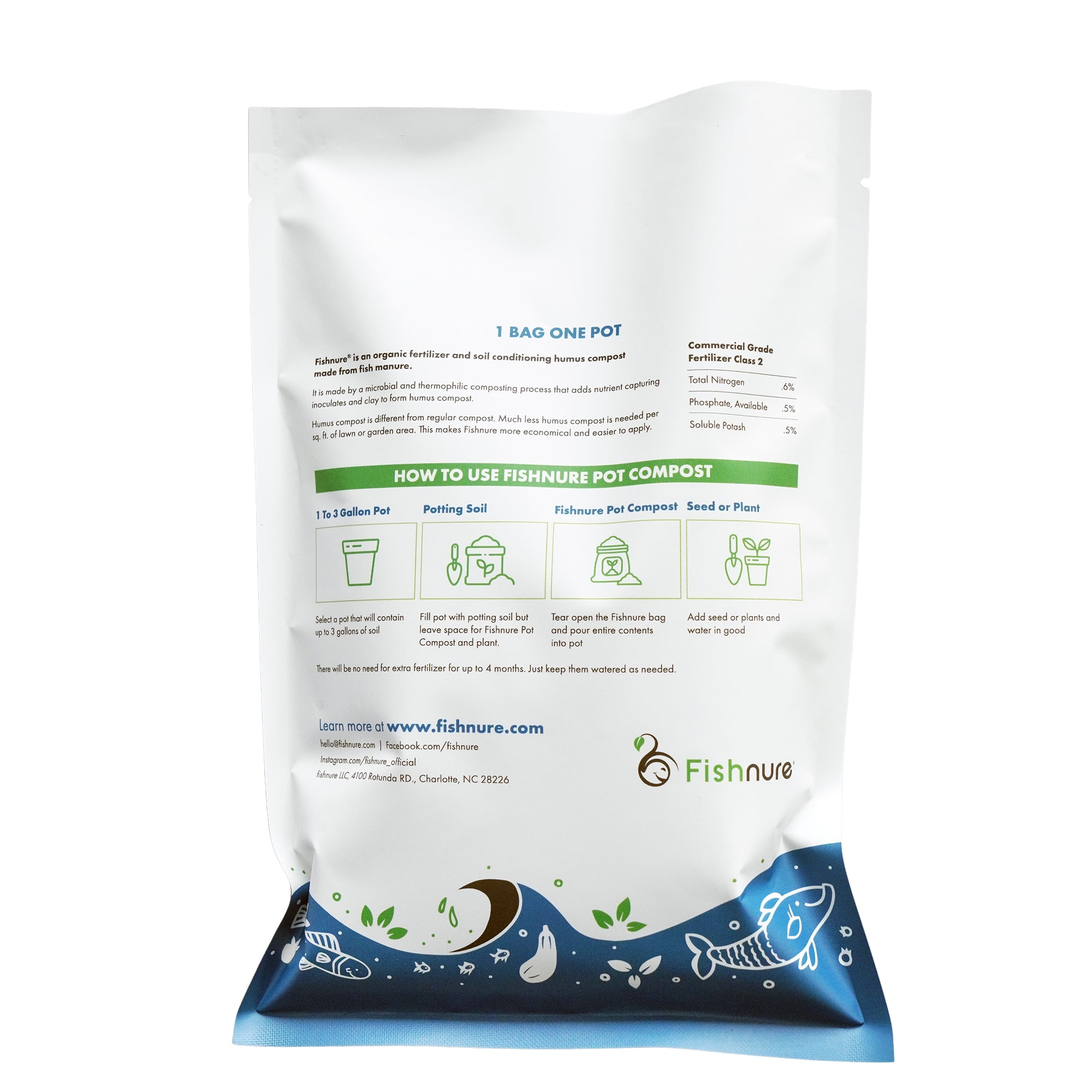 Fishnure 1 lb Odorless Organic Compost Fertilizer made from Fish Manure - Omri Listed plant fertilizer for indoor and outdoor use
