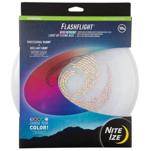 Nite Ize Flashlight Rechargeable Light Up Flying Disc, 185 grams - Disc-O Tech
