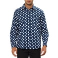 thumbnail image 1 of Camisa de Puntos de INSPIRE CHIC para Hombre con Cuello Punta, Camisas de Manga Larga con Botones, Azul Marino, 2XL, 1 of 1