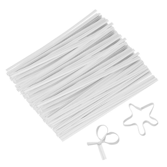 Uxcell 4" Kraft Paper Twist Ties, Metallic Reusable Ties for Bakery and Goodie Bags, Pack of 1000, White