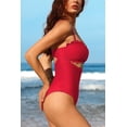 thumbnail image 4 of Women's Scallop Trim One Piece Swimsuit Sexy Cutout Bathing Suit Tummy Control Slim Monkini, 4 of 5