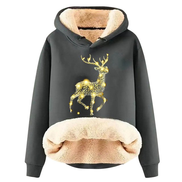 Chandail à Capuche Imprimé de Noël pour Femmes, Chandail d'Hiver Confortable et Chaud, Tenue Décontractée