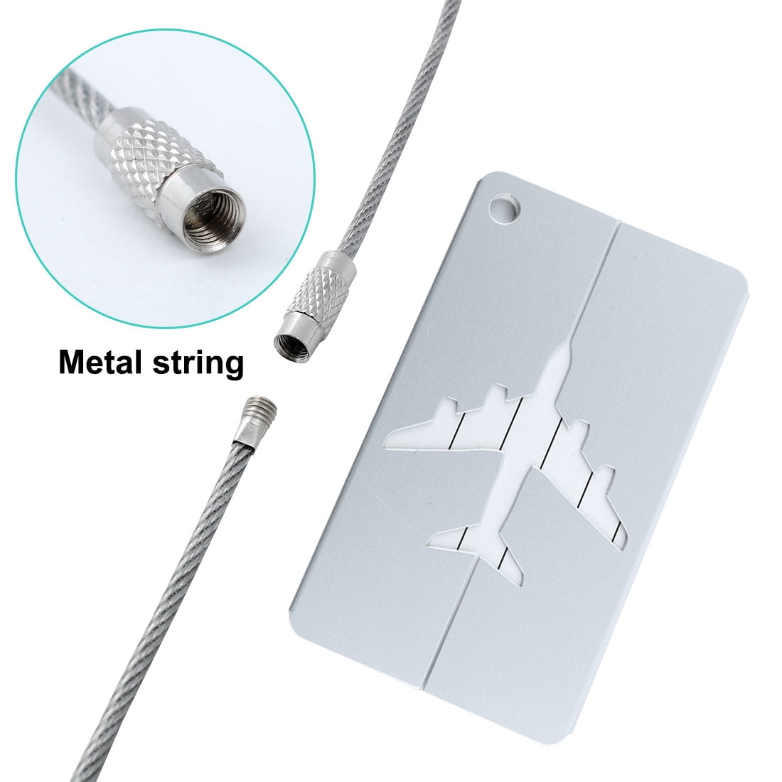 Unique Bargains Luggage Tags Aluminium Metal Bag Travel ID Labels Tag Suitcase Card Silver