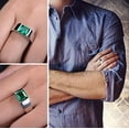 thumbnail image 4 of Anillo de hombre de imitación de esmeralda azul en plata esterlina S925, joyería popular europea y americana, 4 of 5