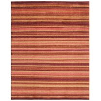 SAFAVIEH Tibetan Alexanndria Multi Striped Wool Area Rug, Rust/Gold, 8' x 10'