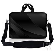 LSS 13.3 inch Laptop Sleeve Bag Compatible with Asus, Dell, HP, MacBook, Carrying Case w/ Handle & Adjustable Strap - Black Waves