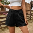 thumbnail image 6 of Nestiefly Womens Jean Shorts High Waisted Denim Shorts Stretchy Rolled Folded Hem Summer Casual Jorts with Pockets Black L, 6 of 6
