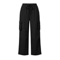 thumbnail image 5 of Women's Summer Casual Linen Drawstring Waist Pants with Pockets, Solid Color Loose Fit, 5 of 5