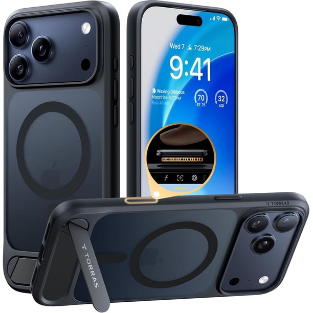 Funda de teléfono TORRAS Ostand L1 Series para iPhone 17 Pro negra