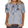 thumbnail image 2 of Virmaxy Womens Summer Short Sleeve T Shirts Printed Round Neck Short Sleeve T-shirt Loose Top Blouses Spring Summer Relaxed Fit Comfy Tee Gray-A 2XL, 2 of 4