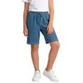 thumbnail image 4 of DAETIROS Girls Denim Look Drawstring Shorts - Soft Rayon Blend Elastic Waist Casual Summer Bottoms with Pockets - Blue - Sizes 5-16,Size 12-13 T, 4 of 7