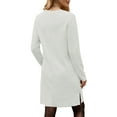 thumbnail image 4 of UVN Vestidos para Mujer Otoño Invierno Manga Larga Cuello Redondo Casual Jersey Sudadera Vestido con Abertura Lateral, 4 of 8