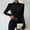 Black, variant on AXXD Black Basic Work Shirts for Women Summer 2024 Trendy Round-Neck Long Sleeve Casual T-shirt Top Solid Blouse