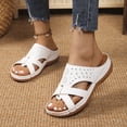 thumbnail image 3 of Pandaie Orthopedic Wedge Sandals for Women Summer Casual Open Toe Wide Width Platform Slip on Boho Casual Walking Slippers with Arch Support White Size 7.5, 3 of 5