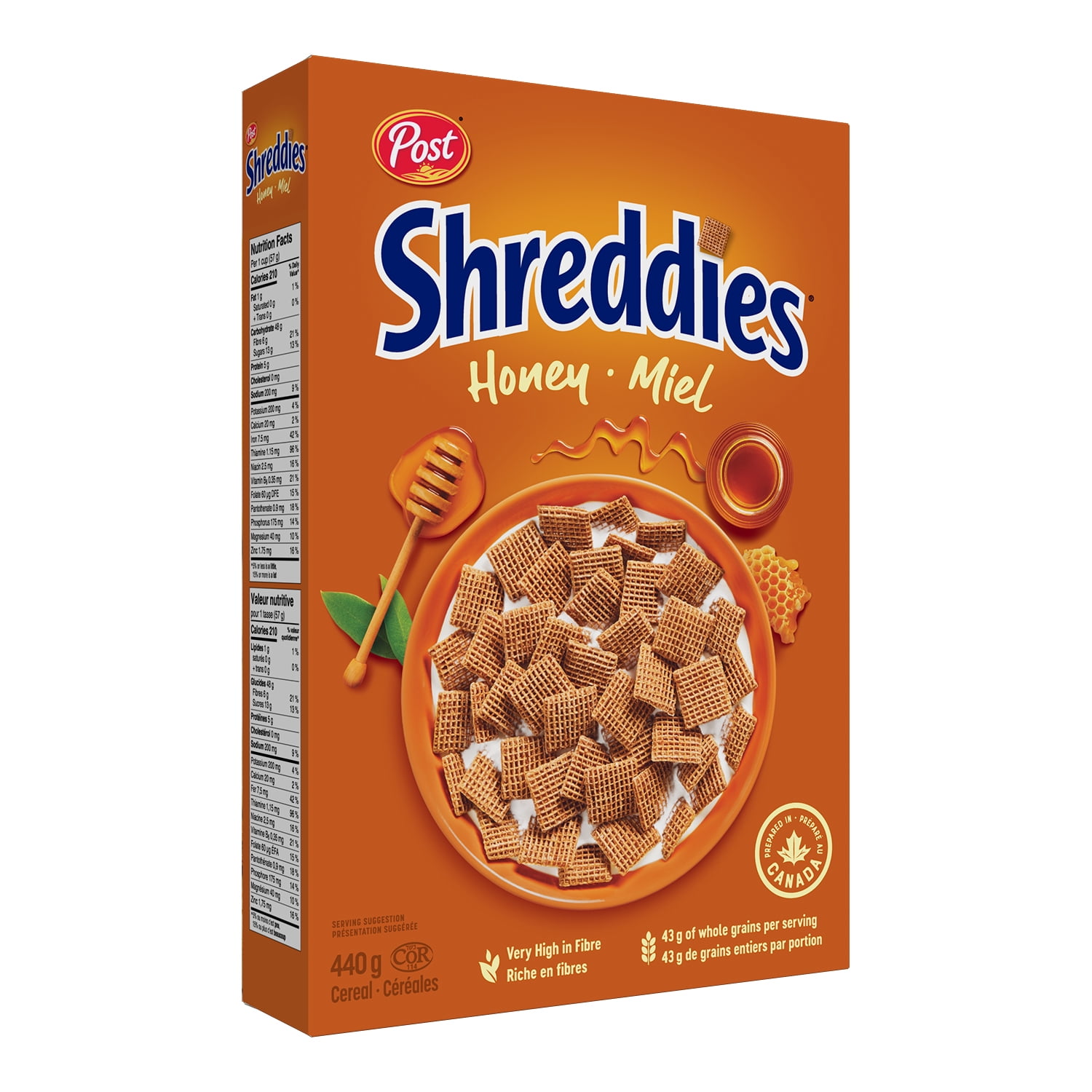 Post Honey Shreddies Cereal, Retail Size, 440 g