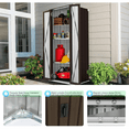thumbnail image 6 of AECOJOY Outdoor Storage Cabinet Metal Organizer with Doors and Shelves Patio Storage Building for Outside& Garden in Brown, 6 of 7