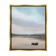 thumbnail image 3 of Stupell Industries Lone Floating Dock Serene Lake View Pastel Sky Painting Metallic Gold Floating Framed Canvas Print Wall Art, Design by Amy Hall, 3 of 5