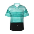 thumbnail image 2 of Xecao Teal Turquoise print Hawaiian shirt - a stylish short-sleeve button-down for men, perfect for casual beach and tropical outings., 2 of 9