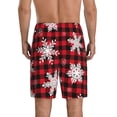 thumbnail image 3 of Gaeub Snowflakes On A Buffalo Plaid Printed Men's Short Pajama Pants, Lightweight Lounge & Sleep Bottoms Keep You Cool - Large, 3 of 9