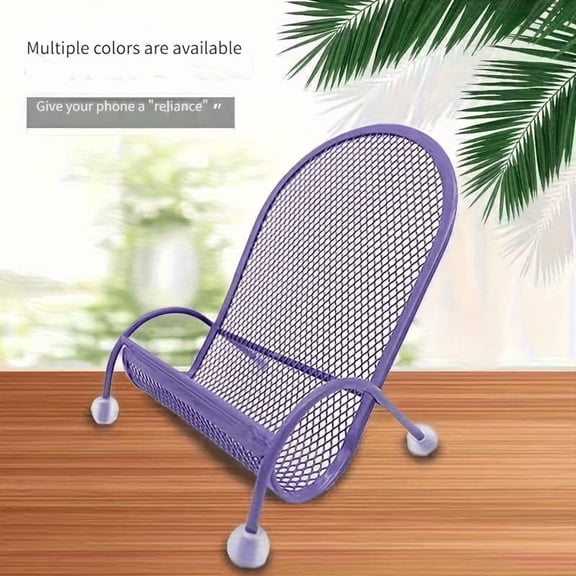 Purple-Cute Creative Chair Shaped Cell Phone Stand, Heavy Stable Desktop Phone Holder, Universal Lazy Phone Mount for Desk & Bedside