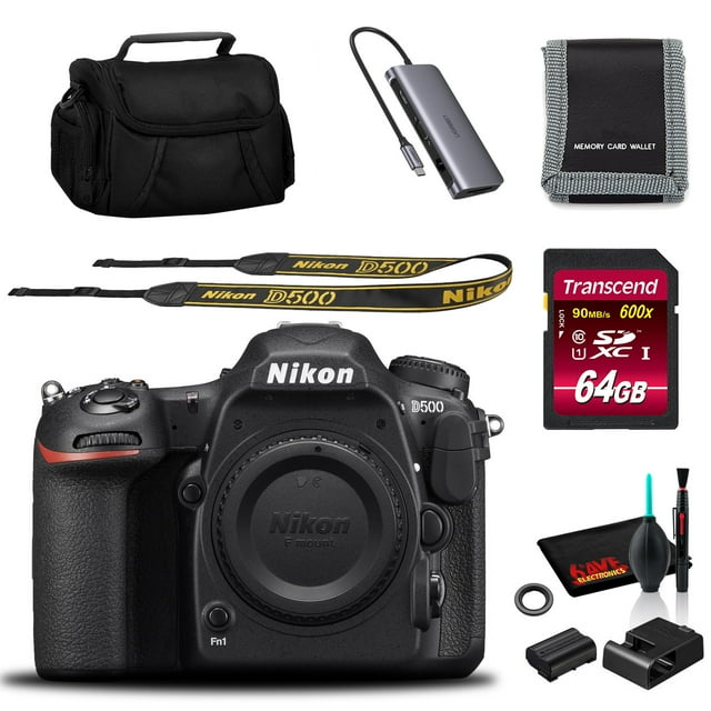 Cámara Nikon D500 DSLR solo cuerpo con Kit de memoria de 64 GB