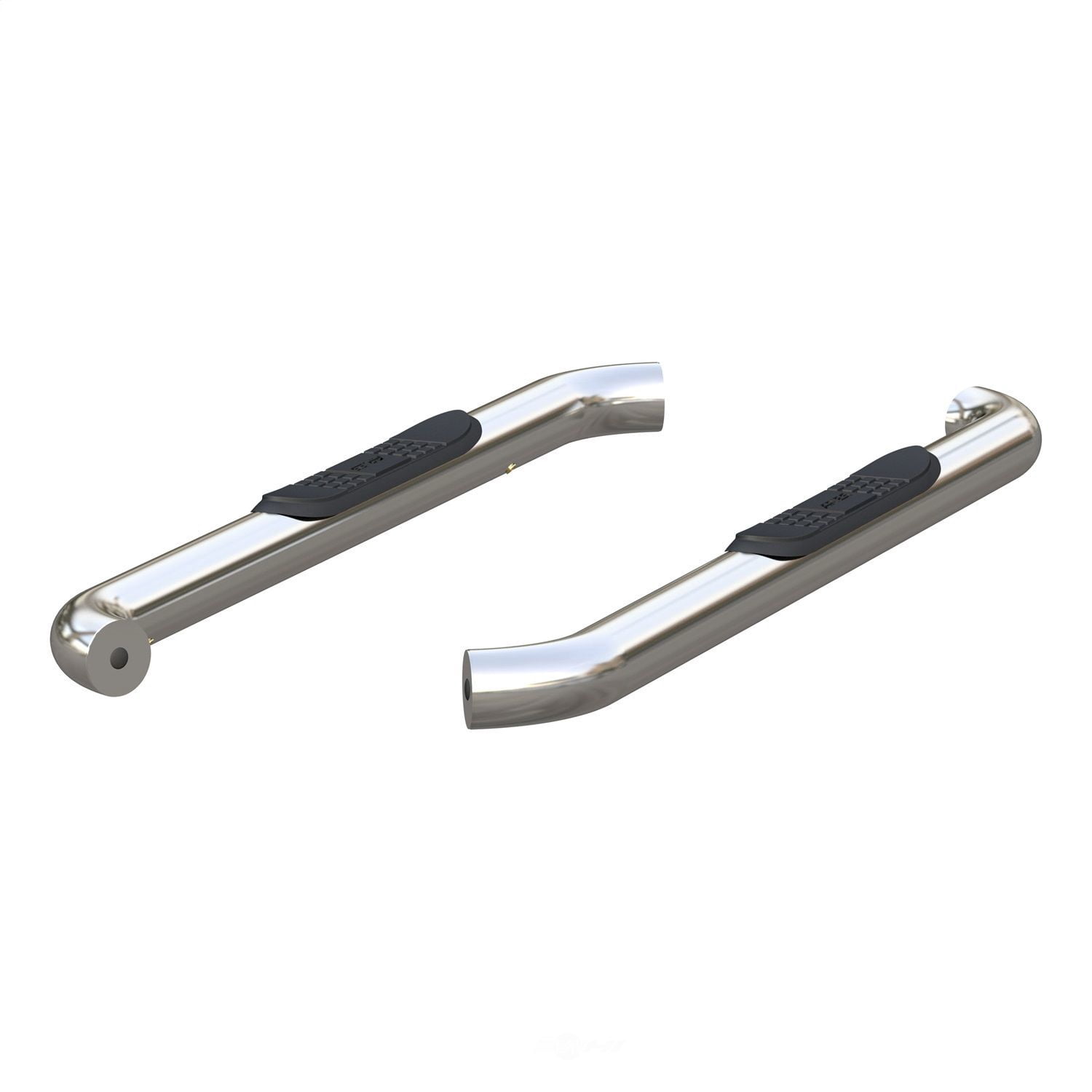 ARIES 203045-2 3in. Round Polished Stainless Side Bars; Select Ford F-150; F-250; F-350, No-Drill