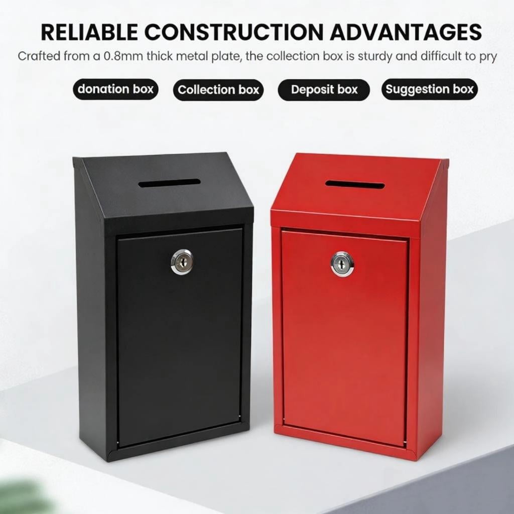Outdoor Locked Mailbox Rainproof Wall School Mail Thickened Steel Security Mailbox for Donation Suggestion
