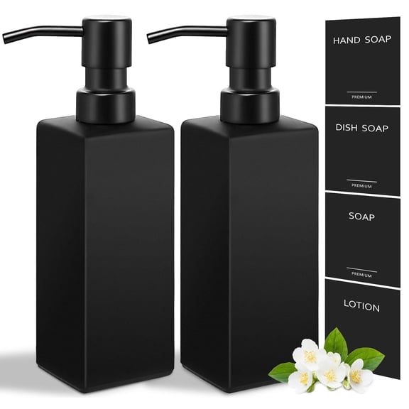 GM GMISUN Glass Soap Dispenser, Matte Black Soap Bottle with Pump for Kitchen and Bathroom-350ml