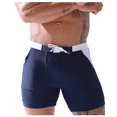 thumbnail image 2 of Mens Swim Trunks Men's Color Block Swim Trunks Quick-Dry Square Leg Board Shorts Bathing Suit Spring Swimwear Beach Pants for Summer Vacation Pool Surfing Navy 3XL, 2 of 5