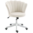 thumbnail image 1 of Cream Velvet Swivel Office Chair - Adjustable Height Task Desk Chair for Home Office & Vanity, 27.2" Wide, Lotus-Inspired Design, 1 of 7