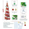 thumbnail image 5 of Christmas Tree with Lights Tinsel Christmas Tree Decoration Artificial Christmas Tree 4.92FT Foldable Pencil Tinsel Christmas Tree With Ball & Light for Xmas Home Office Party Decor, 5 of 9