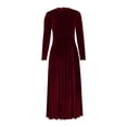 thumbnail image 6 of Mceream Women's Velvet Fit-and-Flare Maxi Dress, High Neck Puff Sleeve, Luxe Velvet, Wedding Guest, Evening, formal Events Wine L, 6 of 7