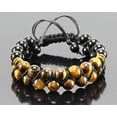thumbnail image 2 of Natural Tigers Eye & Black Tourmaline Threaded Double Layer Bracelet 6mm Round Smooth Beads Tigers Eye & Black Tourmaline Adjustable Thread Bracelet. Unisex Macrame Yoga Bracelet, 2 of 2