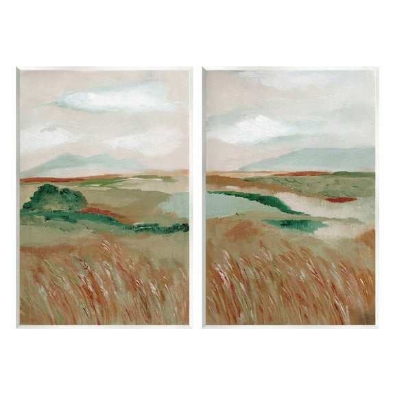 Stupell Industries Windblown Reeds Landscape Landscape Painting Unframed Art Print Wall Art, 10 x 15, Set of 2