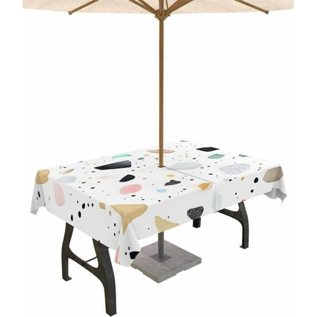 

Geometric Fragments Outdoor Tablecloth with Umbrella Hole and Zipper 60 x 102 Rectangular Table Cover Colored Geometric Pattern Waterproof Tabletop Collection for Patio Garden Picnic Camping