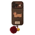 thumbnail image 5 of Retro plaid suitable for Apple 16 mobile phone case iphone15 Christmas puppy 14promax leather 13 plush rope, 5 of 5
