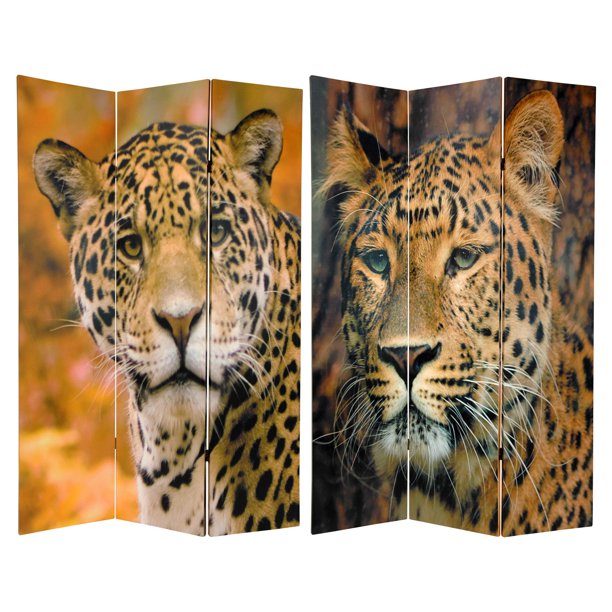 Oriental Furniture 6 Ft Tall Double Sided Leopard Room Divider, leopard