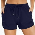 thumbnail image 3 of LIIPEE Athletic Shorts For Women Casual Solid Color Elastic High Waist Drawstring Swimming Yoga Sport Shorts With Pockets Female Trendy Everyday Shorts,Dark Blue,L, 3 of 8
