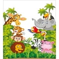 thumbnail image 3 of Ambesonne Cartoon Duvet Cover Set, Style Zoo Animals Savannah Jungle Mascots Tropical Forest Wildlife Pattern, Decorative 2 Piece Bedding Set with 1 Pillow Sham, Twin Size, Green White Twin Green White, 3 of 7