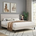 Homfa King Size Bed Frame, Modern Platform Bed Frame with Adjustable Button Tufted Upholstered