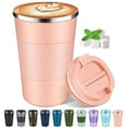 thumbnail image 6 of FORHVIPS Coffee Tumbler, 13oz Double Wall Vacuum Stainless Steel Vacuum Coffee Cup with Leakproof Lid and Non-Slip Sleeve, Reusable Thermal Coffee Cup to go for Keep Hot/Ice Coffee, Pink, 6 of 7
